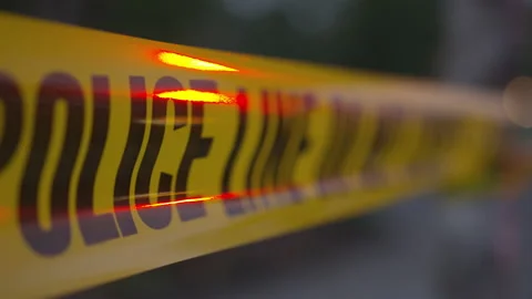 Close up of Police Tape Reflecting Polic... | Stock Video | Pond5