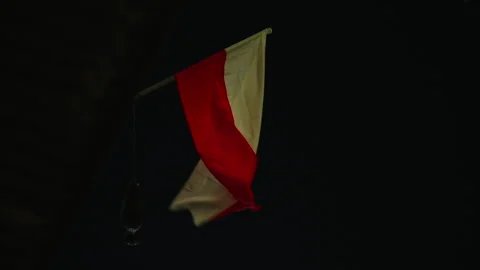 Close-up of Polish flag waving 動画素材 338324838
