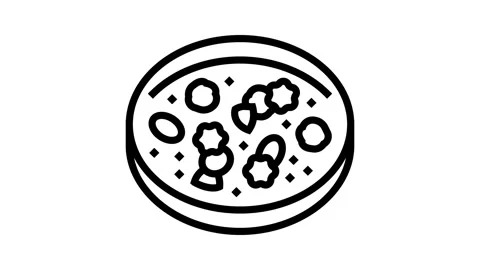 Close up of pollen grains under microscope line icon animation Stock Footage 326121493