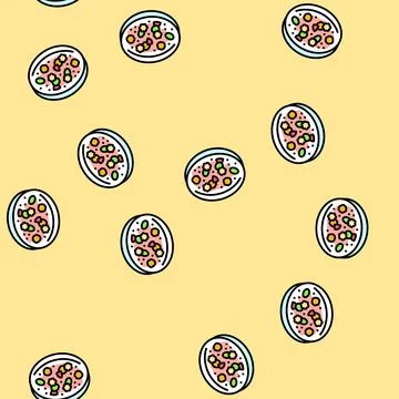 Close up of pollen grains under microscope vector seamless pattern 库存插图