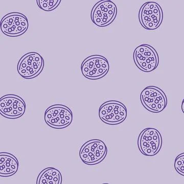 Close up of pollen grains under microscope line seamless pattern Stock Illustration