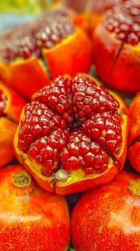 A close-up of a pomegranate half Stock Photos