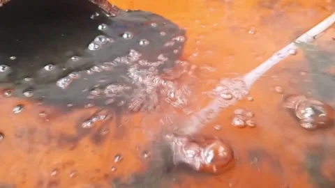 Close-Up of Pond Aerator Creating Bubbles in Clean Water Surface Stock Footage 309735259