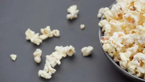 Close-up popcorn in a bowl. Moving from left to right Video stock 155530296