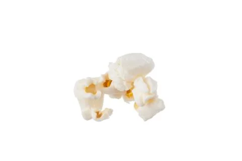 Close up Popcorn isolated on white background with space for text. Stock Photos
