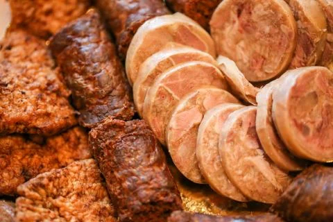 Close up of pork meat selection Foto stock