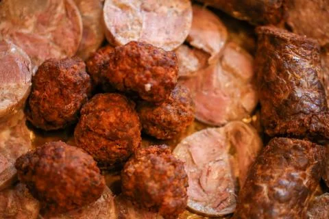 Close up of pork meat selection Stock Photos