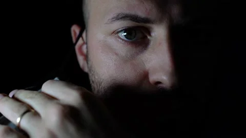 Close up portrait. 4k, The young man takes off his medical mask Stock Footage 145454319
