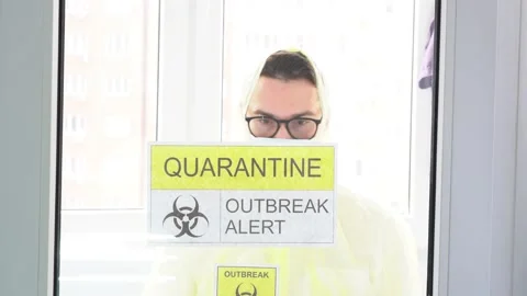 Close up portrait of alone infected sad man in clinic ward. Health care concept Stock Footage 131467752