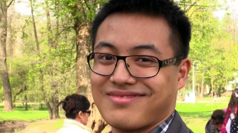 Close up portrait of Asian  boy smiling at the camera Video stock 43665809