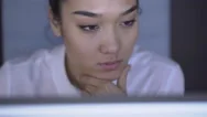 Close Up Portrait Of Asian Businesswoman, Who Is Working On Computer  Stock Footage