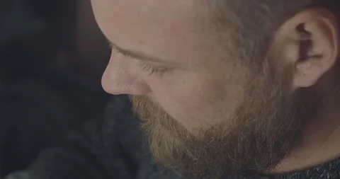 Close Up Portrait Of A Bearded Hipster With A Red Beard And Mustache. Stock Footage 121765210