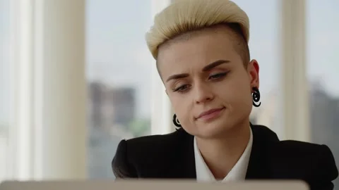 Close up Portrait of Beautiful Authentic Specialist in Modern Office with Stock Footage 246407667