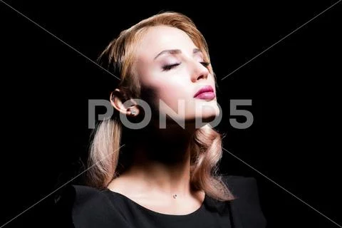 A close-up portrait of a beautiful blonde lady, Beauty, fashion. Stock Photos