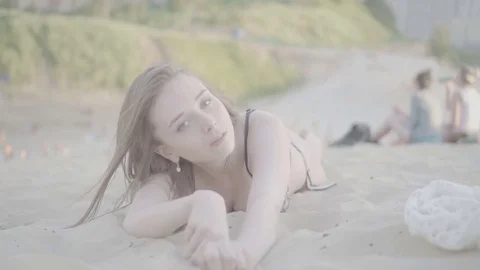 Close up portrait of beautiful young woman Stock Footage