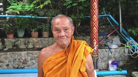 Close up Portrait Of Buddhist Monk Stock Footage 70654976