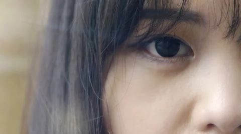 Close up portrait on chinese young woman's eye Stock Footage 57095352