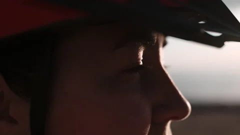 Close-up Portrait of Concentrated, Serious, Focused, Motivated Female Bicycle Stock Footage 196226801