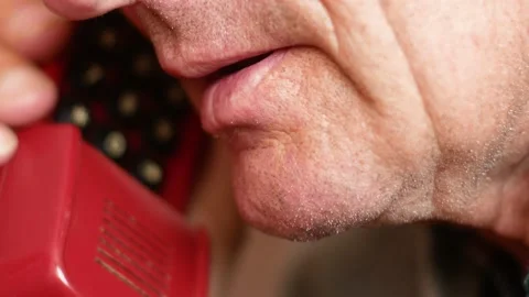 Close up portrait of elderly Caucasian man talking on the phone. Senior man talk Stock Footage 165481471