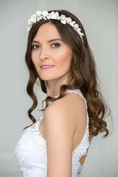 Close portrait of elegant bride Stock Photos