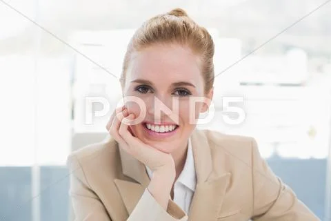 Close up portrait of elegant businesswoman smiling Stock Photos