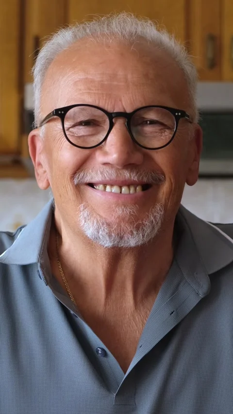 Close-up portrait of an elegant senior man with grey hair and a goatee, wearing Stock Footage 344642783