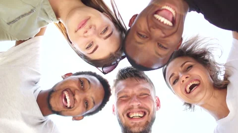 Close portrait of five young students, tolerance and no racism concept Stock Footage 134573568