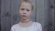 A Close Portrait Of A Gentle Young Girl With Sad Look Stock Footage