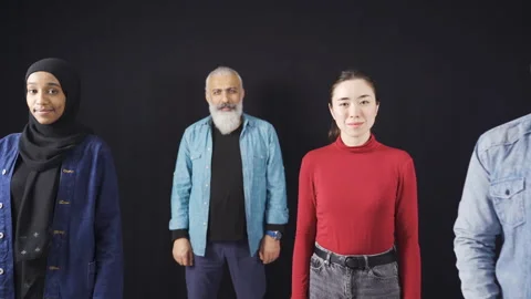 Close-up portrait of a group of friends of different races.  Stock Footage 228849028