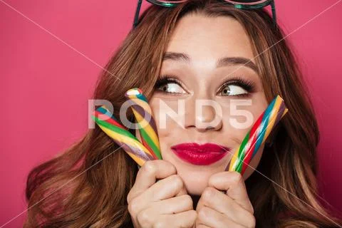 Close up portrait of a happy satisfied girl Stock Photos