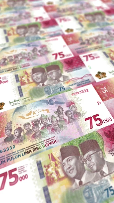 Close-up Portrait of Indonesian 75 Thousand Rupiah Note 스톡 동영상 336983556