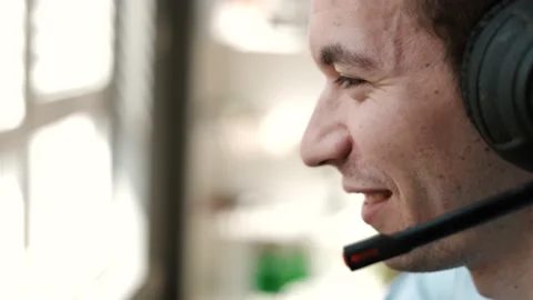 Close Up Portrait of a Joyful Technical Customer Support Specialist Stock Footage 202275274