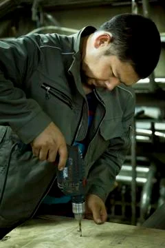 Close-up portrait of locksmith at workplace 写真素材