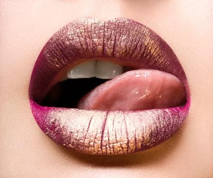 Close up portrait make up lips Stock Photos