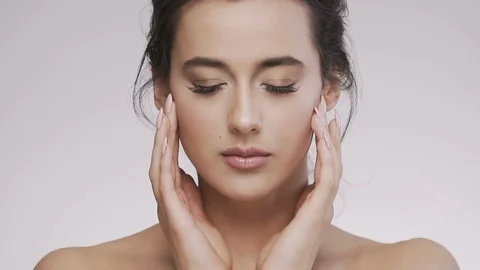 Close up portrait of make up model Stock Footage 92520087