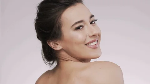 Close up portrait of make up model Stock Footage 92521123