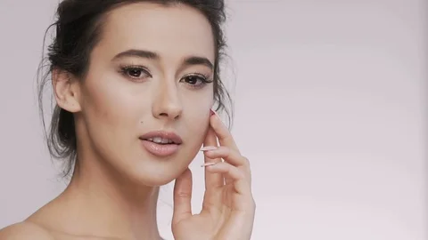 Close up portrait of make up model Stock Footage 92521788