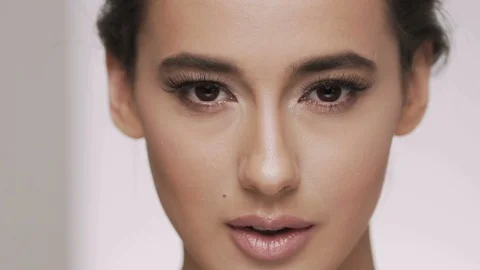 Close up portrait of make up model Stock Footage 92525085