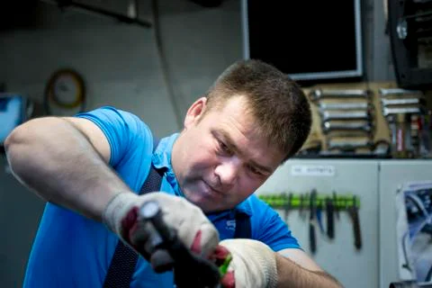 Close-up portrait of a man in the workplace 写真素材