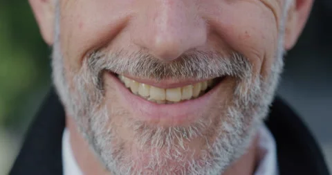 Close up portrait mature man smiling Stock Footage 154161355