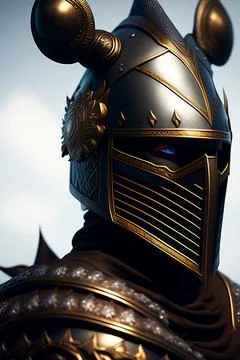 Close-up portrait of a medieval knight, 3D generated image. Stock Illustration