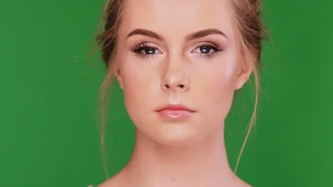 Close-up portrait of model blinking with her eyes Stock Footage 109795674