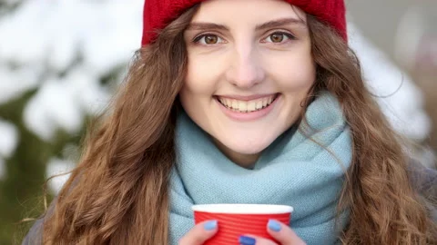 Close-up portrait of nice-looking curly caucasian elegant young woman looking Stock Footage 194432439