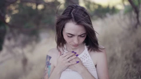 Close-up portrait of nice-looking multi-race beautiful elegant young white woman Stock Footage 247622600