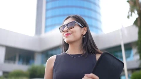 Close-up portrait of nice-looking multi-race elegant young business woman Stock Footage 247864794