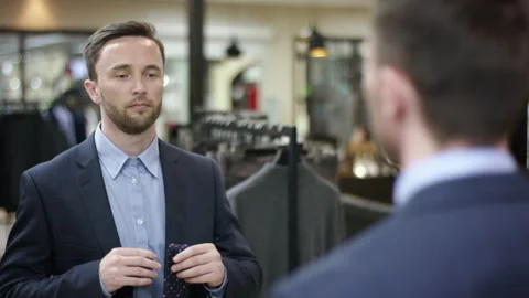 A close up portrait over the shoulder of a dark haired business man being in a Video stock 135766452