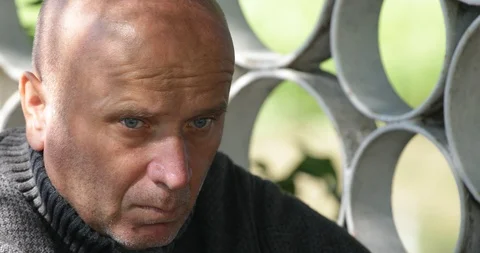 Close Portrait with Sad Man Looking Lost Disillusioned and Disappointed Stock Footage 103254078
