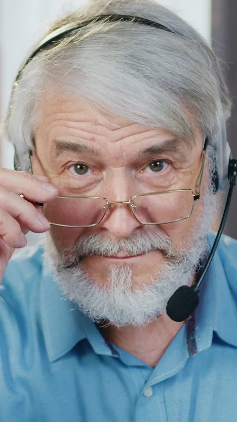 Close up portrait of senior man which sitting on comfortable sofa at home and lo Stock Footage 331146437