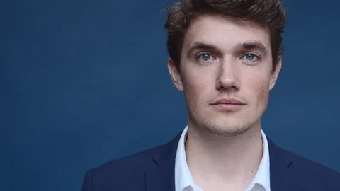 Close-up Portrait Shot of Model with Blue Eyes Video stock 116650261