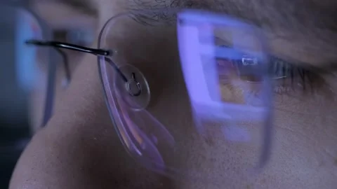 Close-up Portrait of Software Engineer Working on Computer, Line of Code Stock Footage 232985236